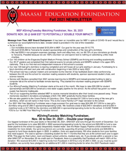 Fall 2021 newsletter cover