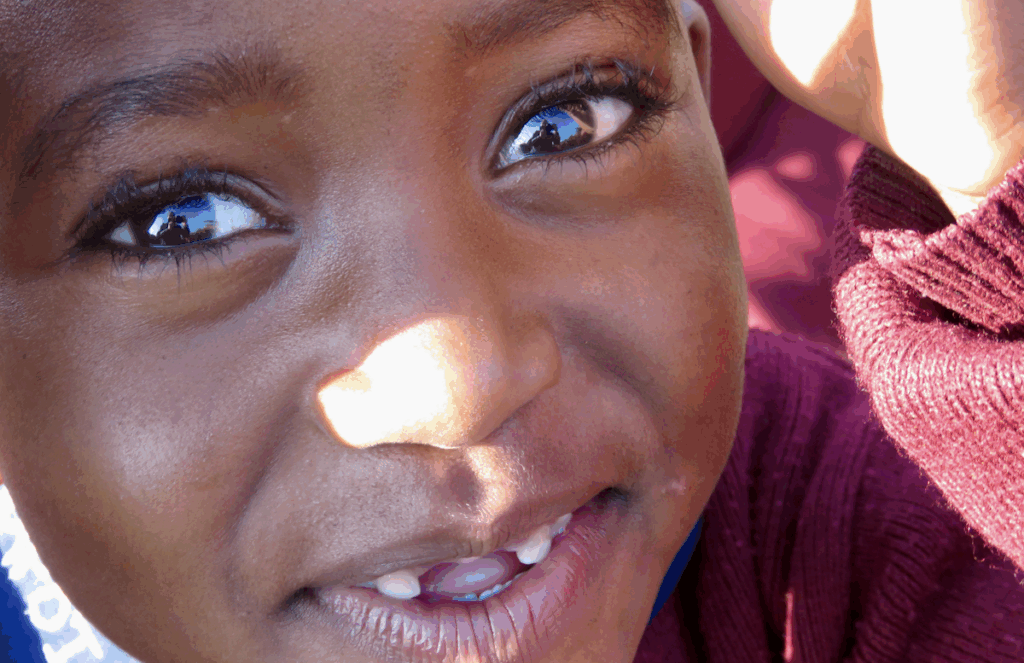 Closeup of a young child's face