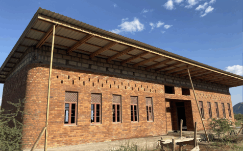 An outside view of a building being constructed